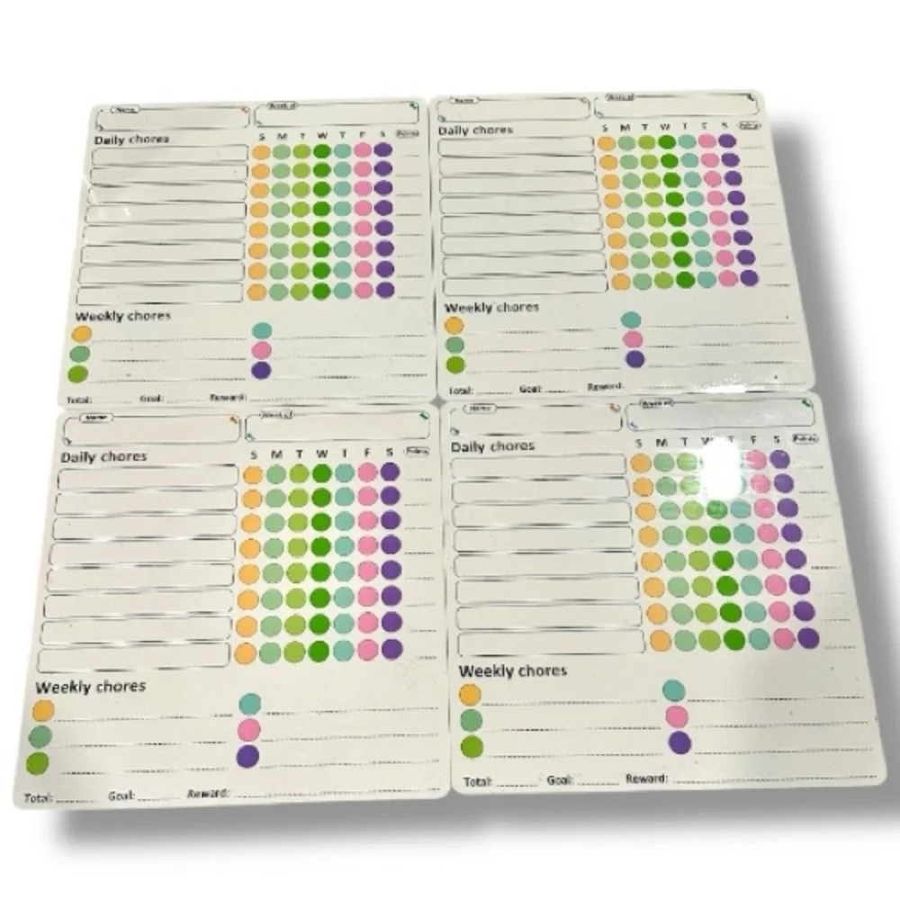 Magnetic Chore Chart Set for Kids Reward System Reusable Weekly Planner 4 Pack